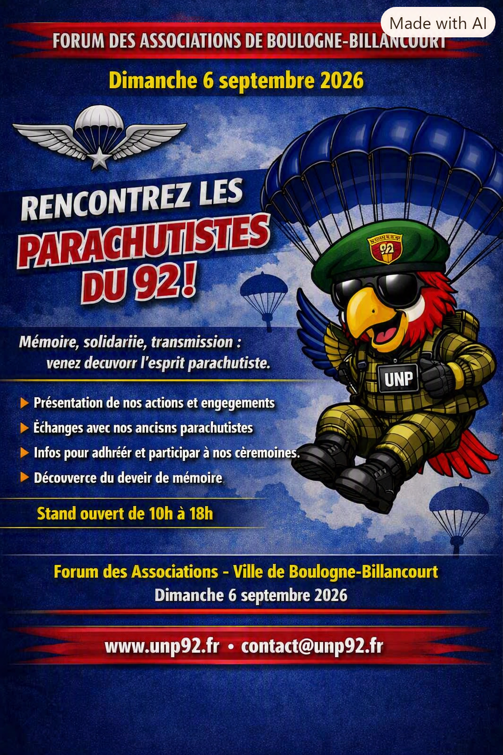 affiche UNP 92 Forum des associations Boulogne-Billancourt