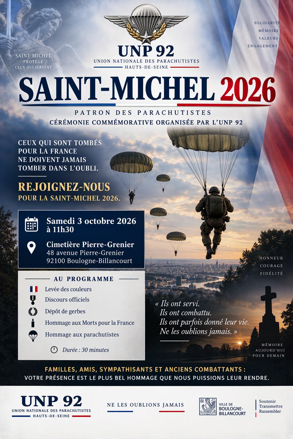 Affiche Saint-Michel, UNP 92, Samedi 3 octobre 2026 11h